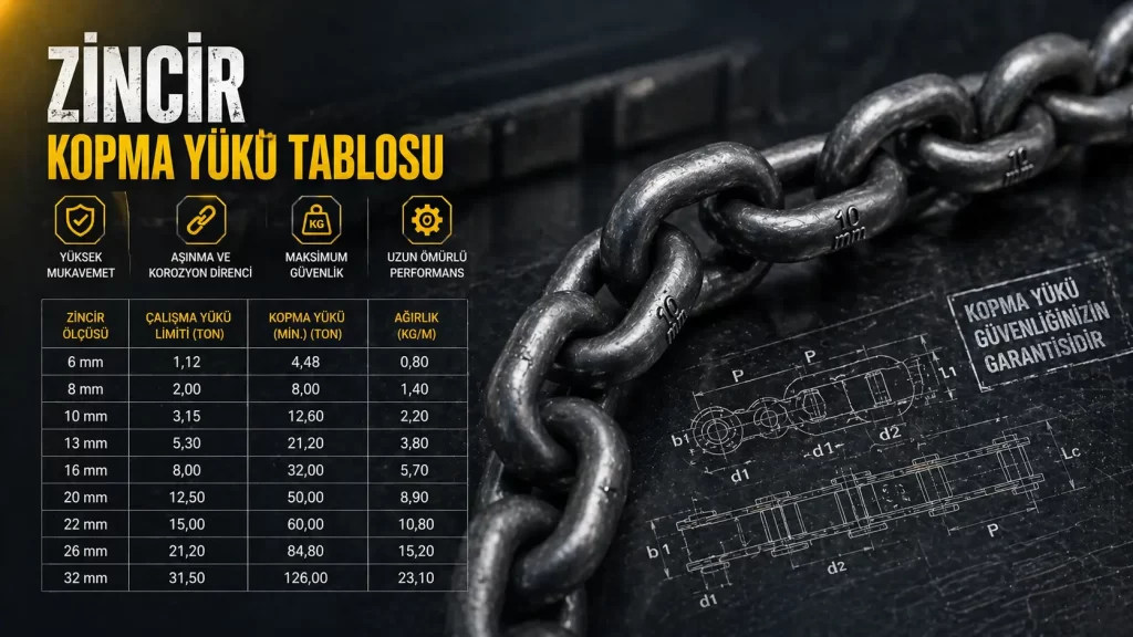 Zincir Kopma Yükü Tablosu